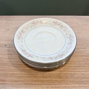 Porcelain China Made in Japan “Maria” Set of 4 Pink Floral 5-3/4” Round Saucers